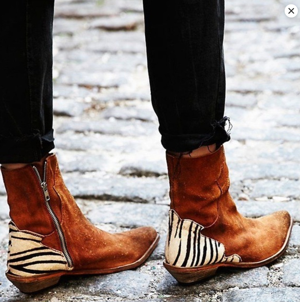 Free People Last Outlaw Calf Hair Ankle Boot Brown/Cream
